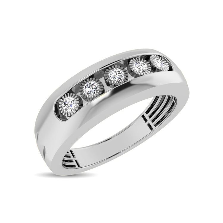 Diamond 1/6 Ct.Tw. Channel Set Mens Band in 14K White Gold