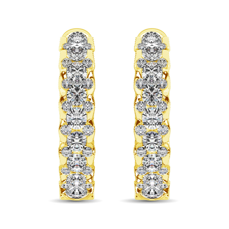 10K Yellow Gold Diamond 1 Ct.Tw. Hoop Earrings