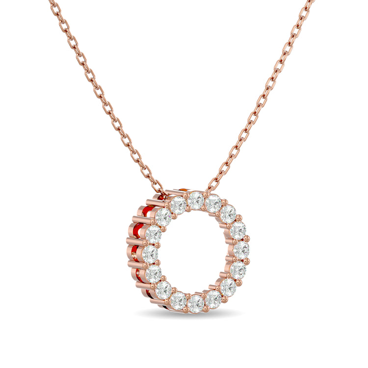 Diamond 1/4 Ct.Tw. Circle Pendant in 14K Rose Gold