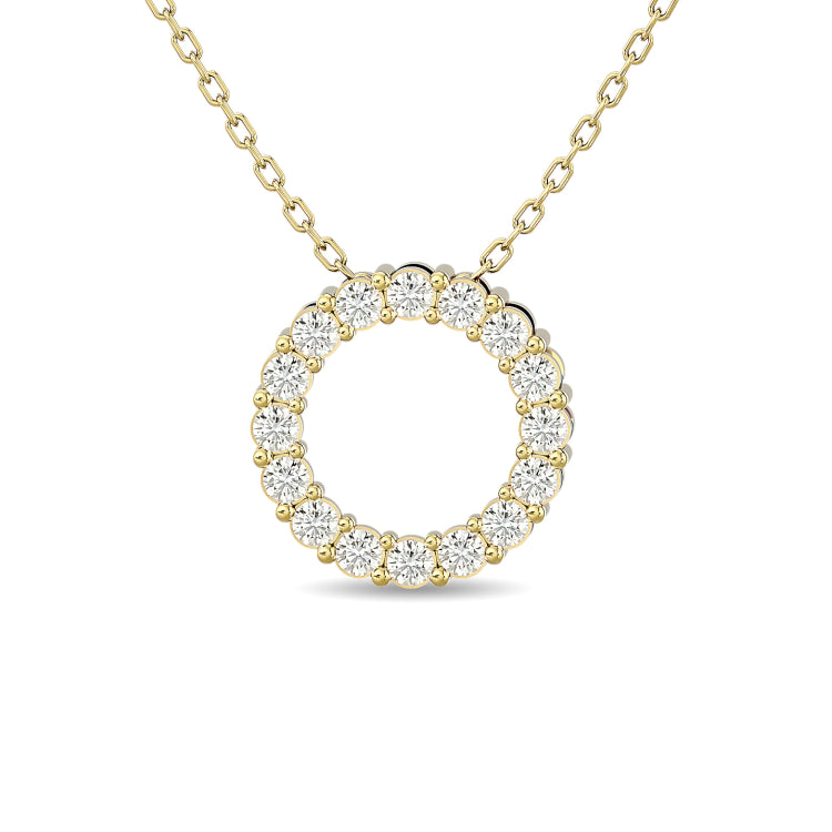 Diamond 1/4 Ct.Tw. Circle Pendant in 14K Yellow Gold