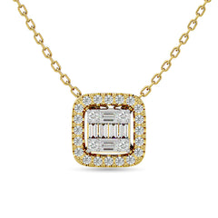 Diamond 1/4 Ct.Tw. Round and Baguette Fashion Pendant in 14K Yellow Gold
