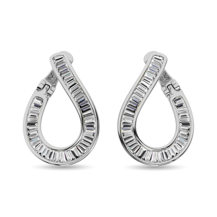 Diamond 1/2 Ct.Tw. Baguette Hoop Earrings in 14K White Gold