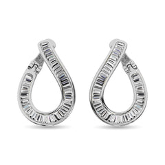 Diamond 1/2 Ct.Tw. Baguette Hoop Earrings in 14K White Gold