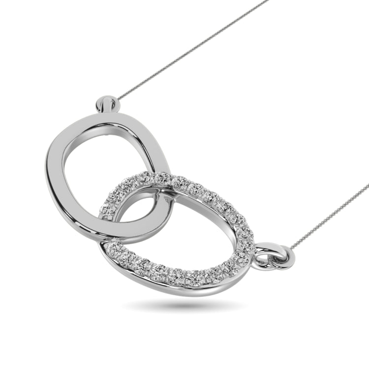 Diamond 1/20 ct tw Symatrical Oval Necklace  in 10K White Gold