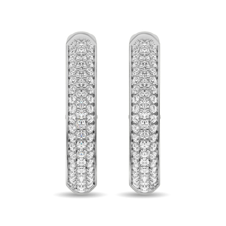 Diamond 1 1/6 ct tw Hoop Earrings in 14K White Gold