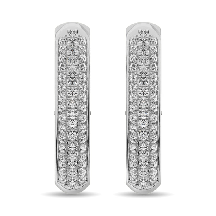 Diamond 1 ct tw Hoop Earrings in 14K White Gold