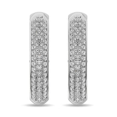 Diamond 1 ct tw Hoop Earrings in 14K White Gold