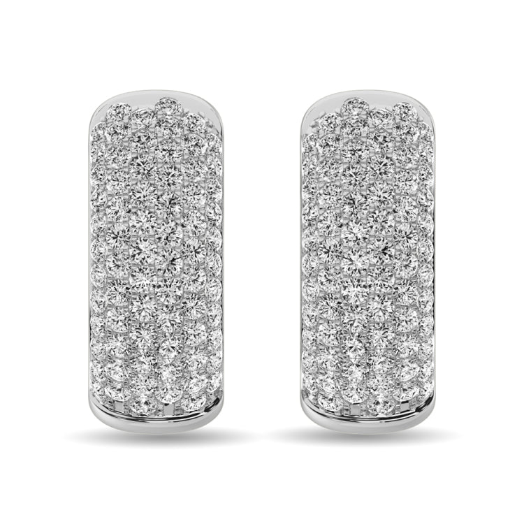 Diamond 3 1/10 ct tw Hoop Earrings in 14K White Gold