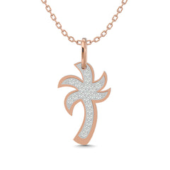 Diamond 1/10 Ct.Tw. Palm Tree Pendant in 14K Rose Gold