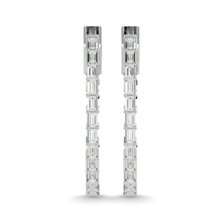 Diamond 1/3 Ct.Tw. Baguette Hoop Earrings in 14K White Gold