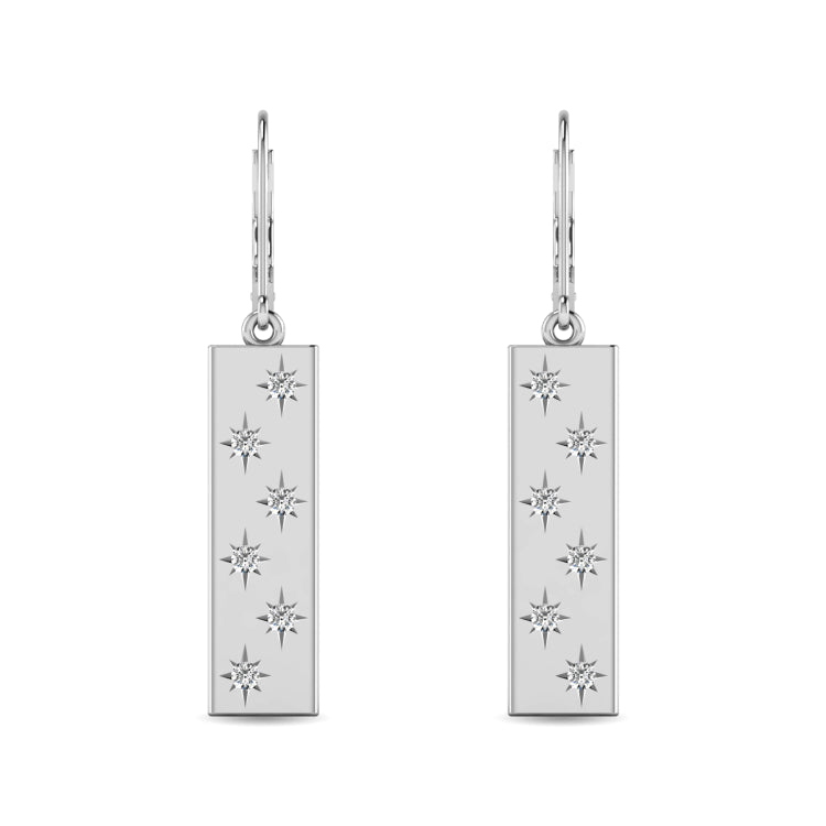 Diamond 1/5 ct tw Bar Earrings in 14K White Gold