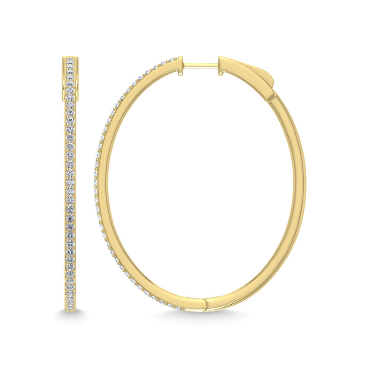 Diamond  1 1/3 Ct.Tw. Hoop Earrings in 10K Yellow Gold