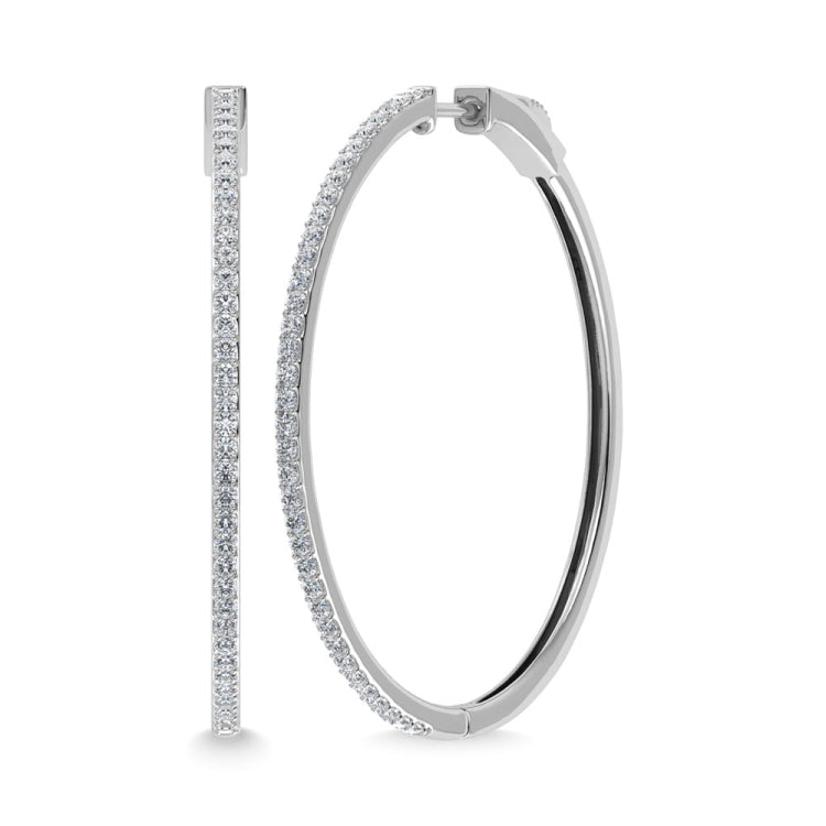 Diamond  1 1/3 Ct.Tw. Hoop Earrings in 10K White Gold