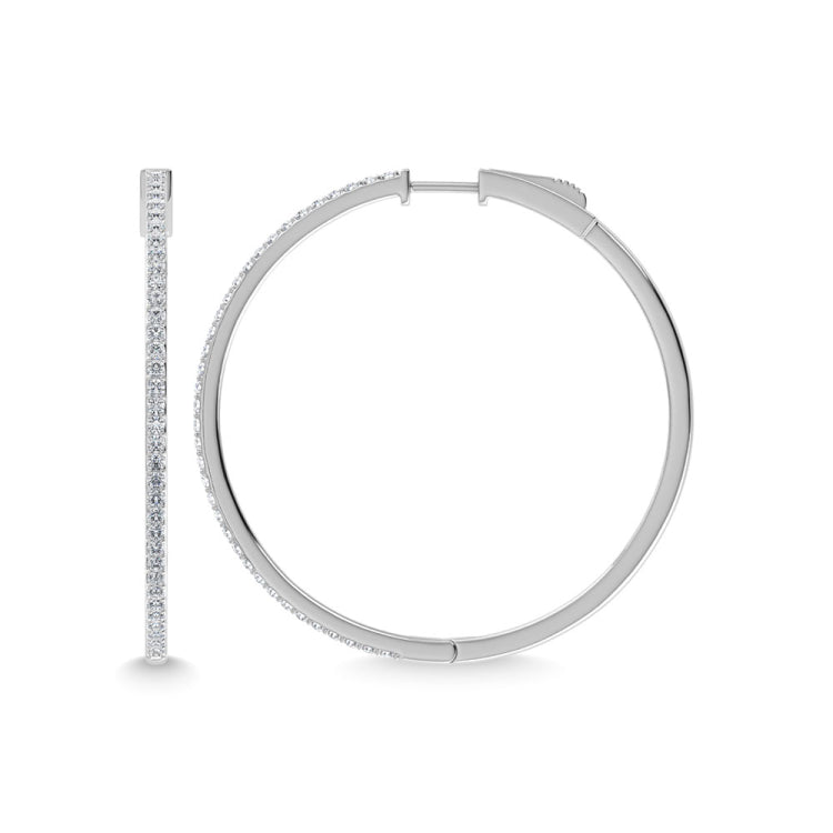 Diamond  1 1/3 Ct.Tw. Hoop Earrings in 10K White Gold