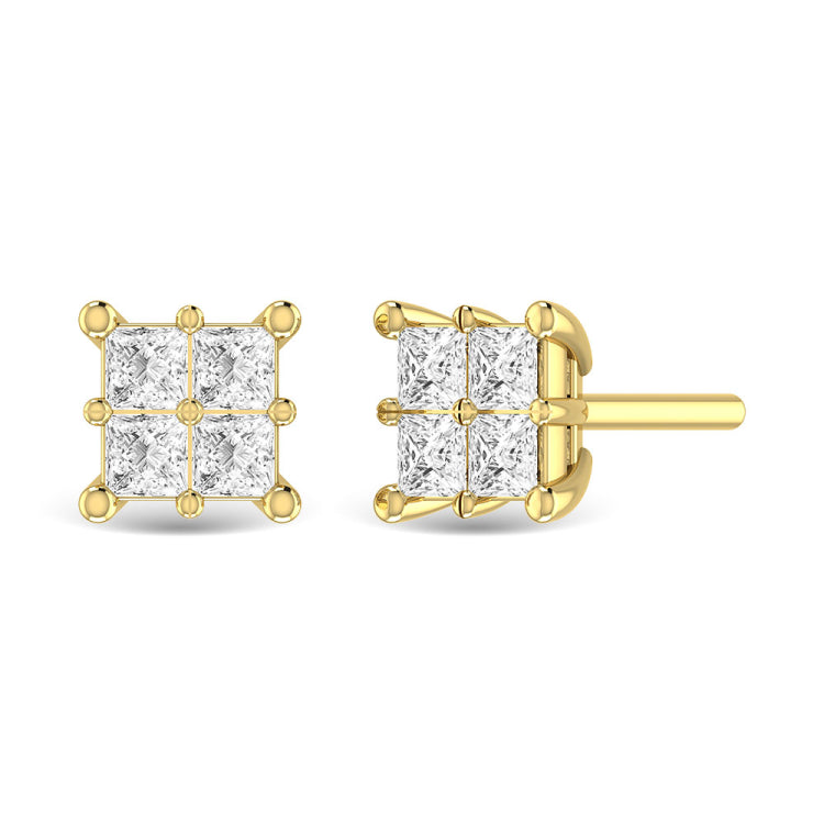 Diamond 1/3 Ct.Tw. Princess Cut Fashion Earrings in 14K Yellow Gold