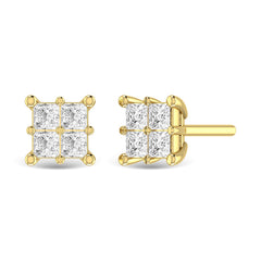Diamond 1/3 Ct.Tw. Princess Cut Fashion Earrings in 14K Yellow Gold