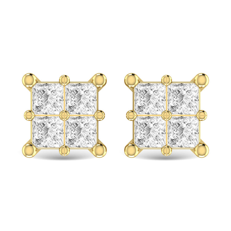 Diamond 1/3 Ct.Tw. Princess Cut Fashion Earrings in 14K Yellow Gold