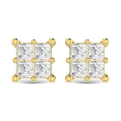 Diamond 1/3 Ct.Tw. Princess Cut Fashion Earrings in 14K Yellow Gold