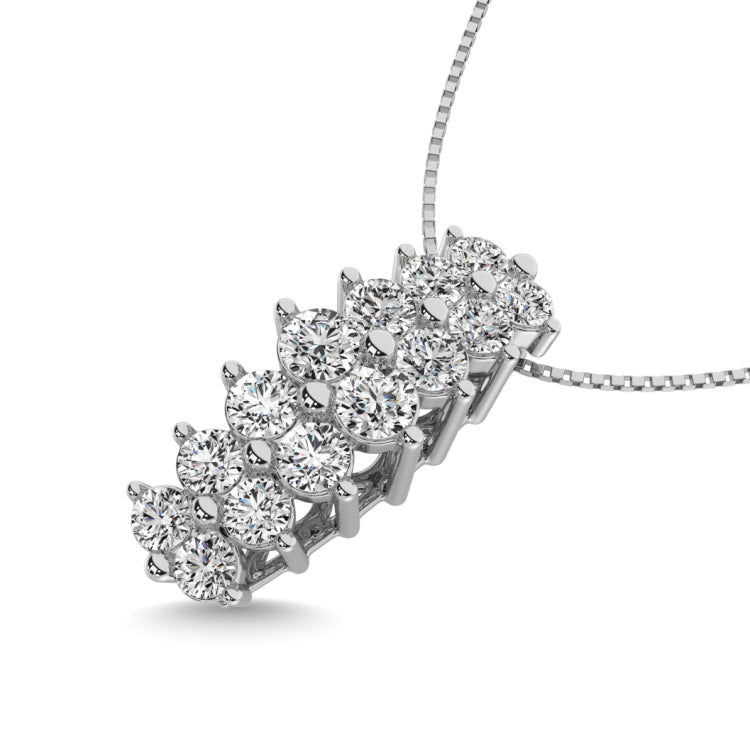Diamond 1 ct tw Round Cut Pyramid Pendant in 14K White Gold