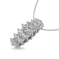 Diamond 1 ct tw Round Cut Pyramid Pendant in 14K White Gold