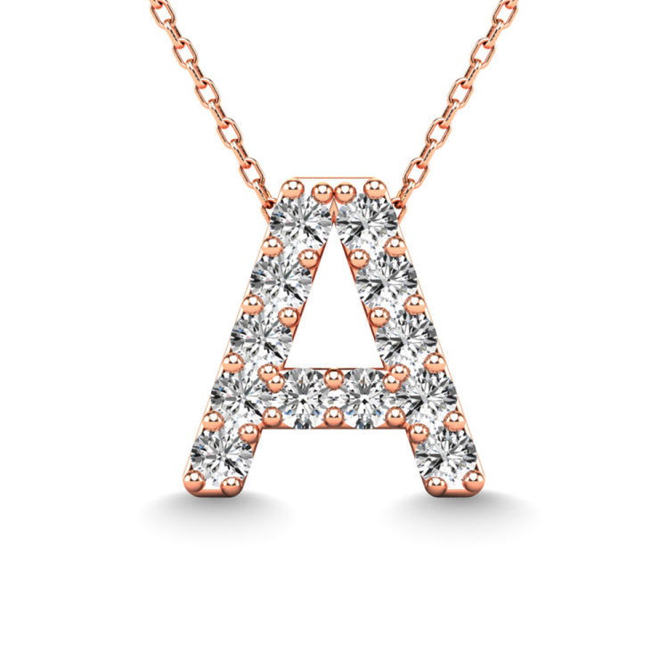 Diamond 1/8 Ct.Tw. Letter A Pendant in 14K Rose Gold&quot;&quot;