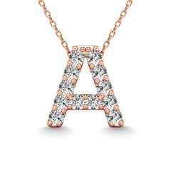 Diamond 1/8 Ct.Tw. Letter A Pendant in 14K Rose Gold&quot;&quot;