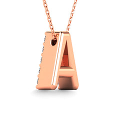 Diamond 1/8 Ct.Tw. Letter A Pendant in 14K Rose Gold&quot;&quot;