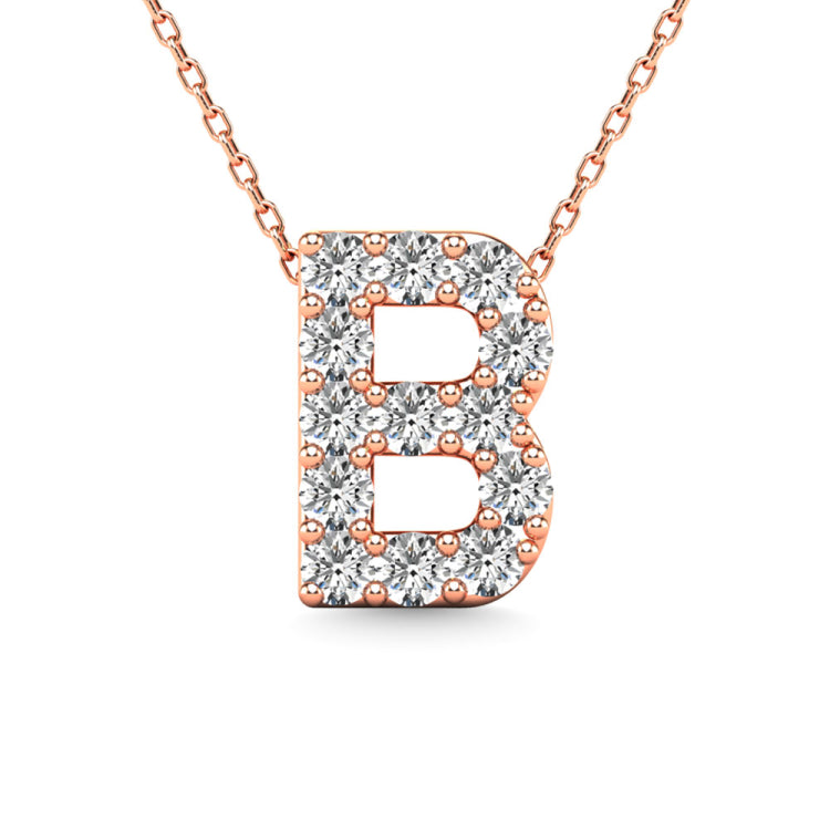 Diamond 1/8 Ct.Tw. Letter B Pendant in 14K Rose Gold&quot;&quot;