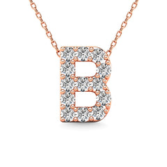 Diamond 1/8 Ct.Tw. Letter B Pendant in 14K Rose Gold&quot;&quot;
