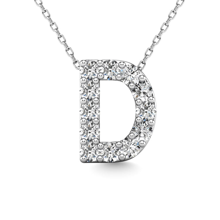 Diamond 1/8 Ct.Tw. Letter D Pendant in 14K White Gold&quot;&quot;