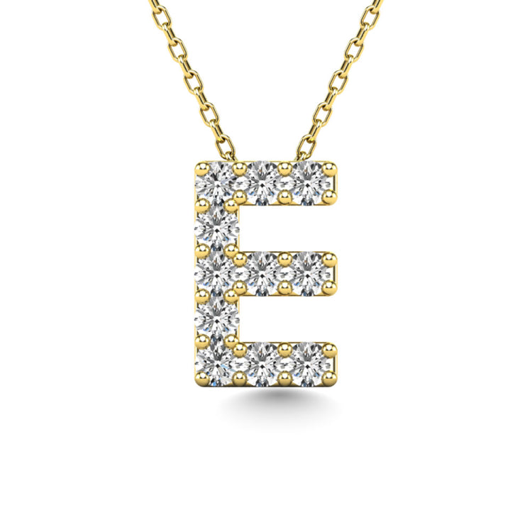 Diamond 1/10 Ct.Tw. Letter E Pendant in 14K Yellow Gold&quot;&quot;
