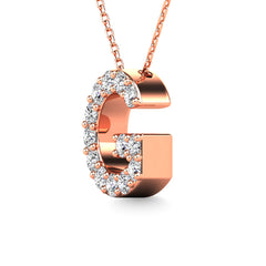 Diamond 1/8 Ct.Tw. Letter G Pendant in 14K Rose Gold&quot;&quot;
