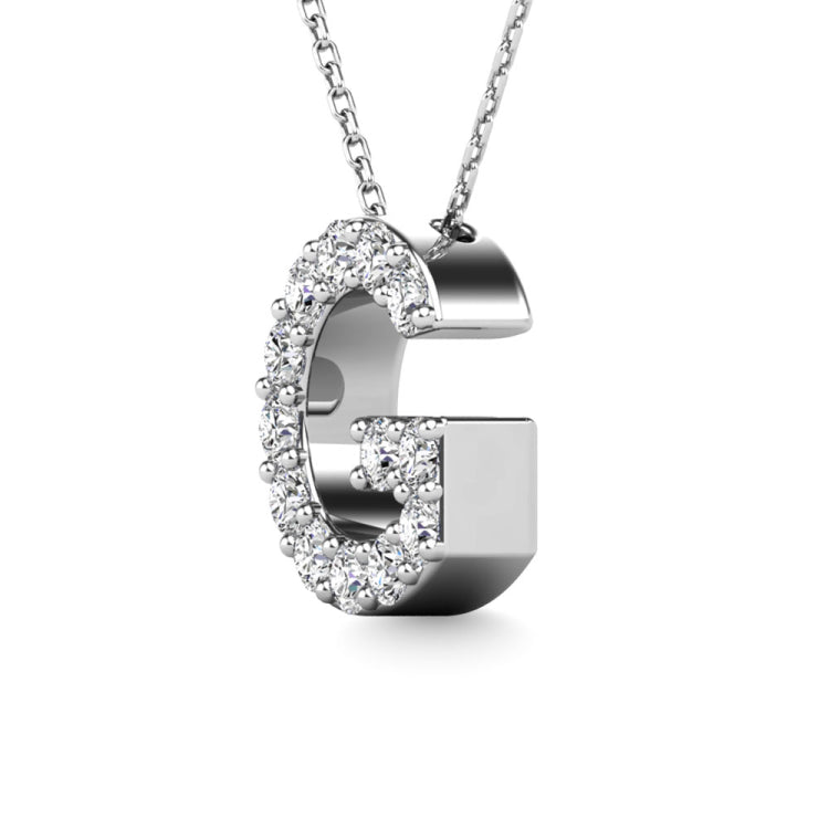 Diamond 1/8 Ct.Tw. Letter G Pendant in 14K White Gold&quot;&quot;