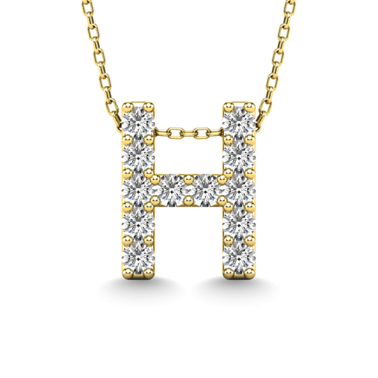 Diamond 1/8 Ct.Tw. Letter H Pendant in 14K Yellow Gold&quot;&quot;