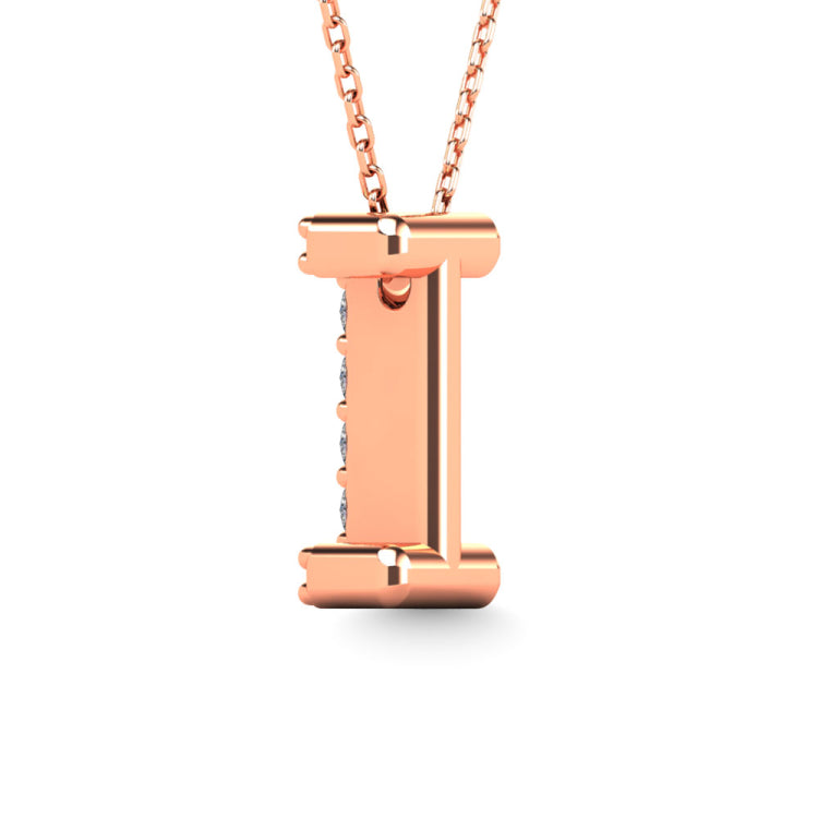 Diamond 1/10 Ct.Tw. Letter I Pendant in 14K Rose Gold&quot;&quot;