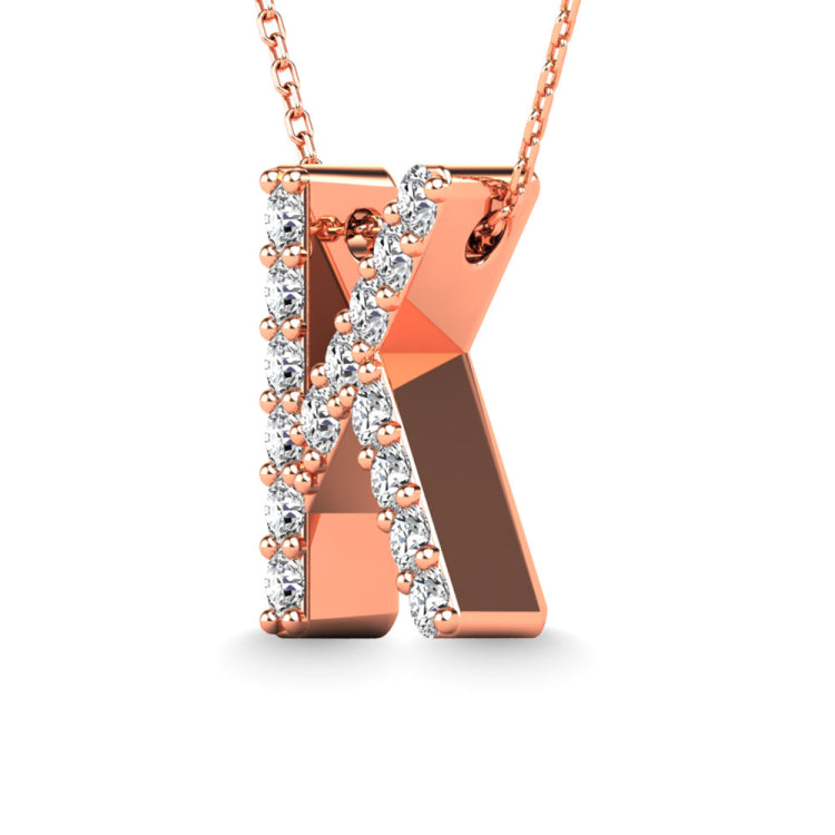 Diamond 1/8 Ct.Tw. Letter K Pendant in 14K Rose Gold&quot;&quot;
