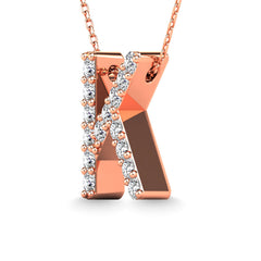 Diamond 1/8 Ct.Tw. Letter K Pendant in 14K Rose Gold&quot;&quot;