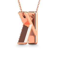 Diamond 1/8 Ct.Tw. Letter K Pendant in 14K Rose Gold&quot;&quot;