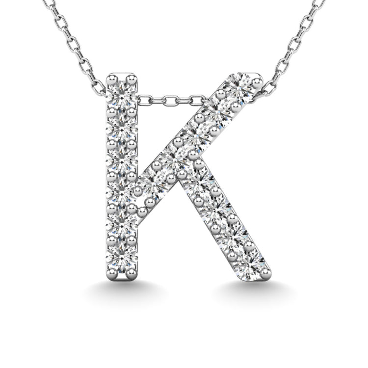 Diamond 1/8 Ct.Tw. Letter K Pendant in 14K White Gold&quot;&quot;