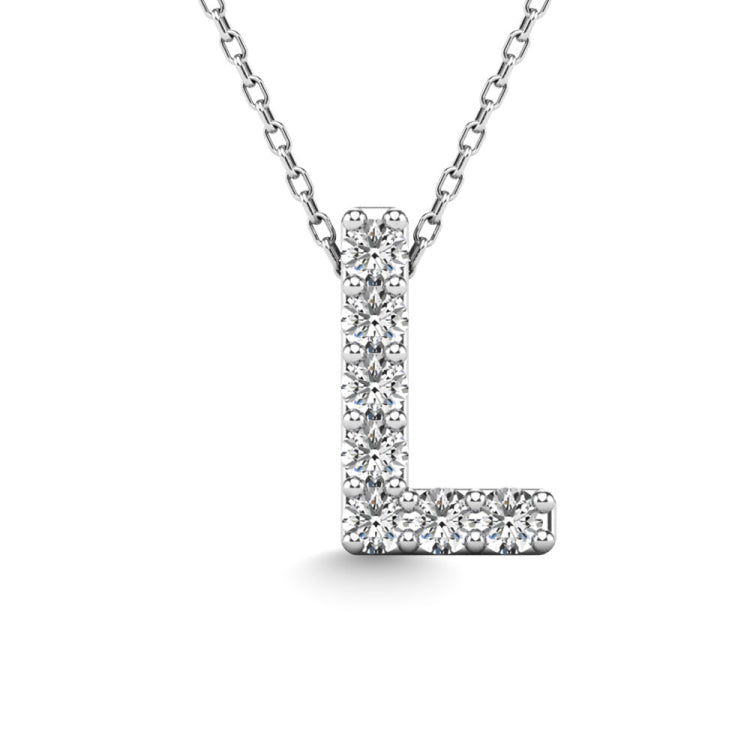 Diamond 1/20 Ct.Tw. Letter L Pendant in 14K White Gold&quot;