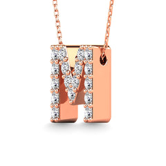 Diamond 1/6 Ct.Tw. Letter M Pendant in 14K Rose Gold&quot;&quot;