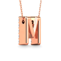 Diamond 1/6 Ct.Tw. Letter M Pendant in 14K Rose Gold&quot;&quot;