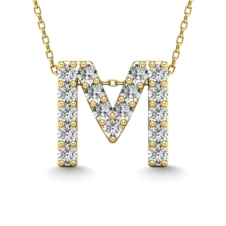Diamond 1/6 Ct.Tw. Letter M Pendant in 14K Yellow Gold&quot;&quot;