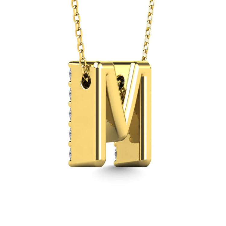 Diamond 1/6 Ct.Tw. Letter M Pendant in 14K Yellow Gold&quot;&quot;