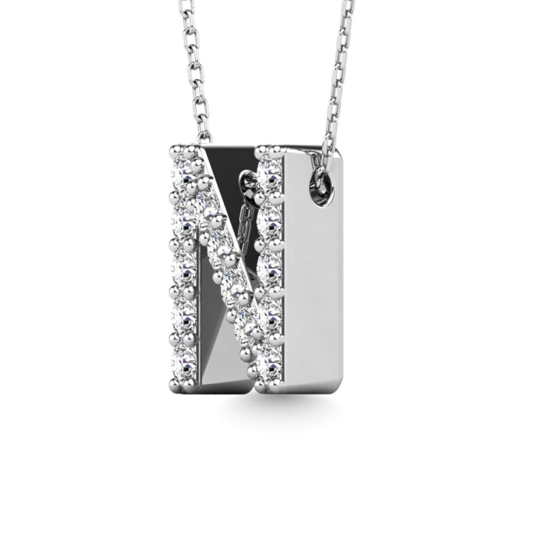 Diamond 1/6 Ct.Tw. Letter N Pendant in 14K White Gold&quot;&quot;