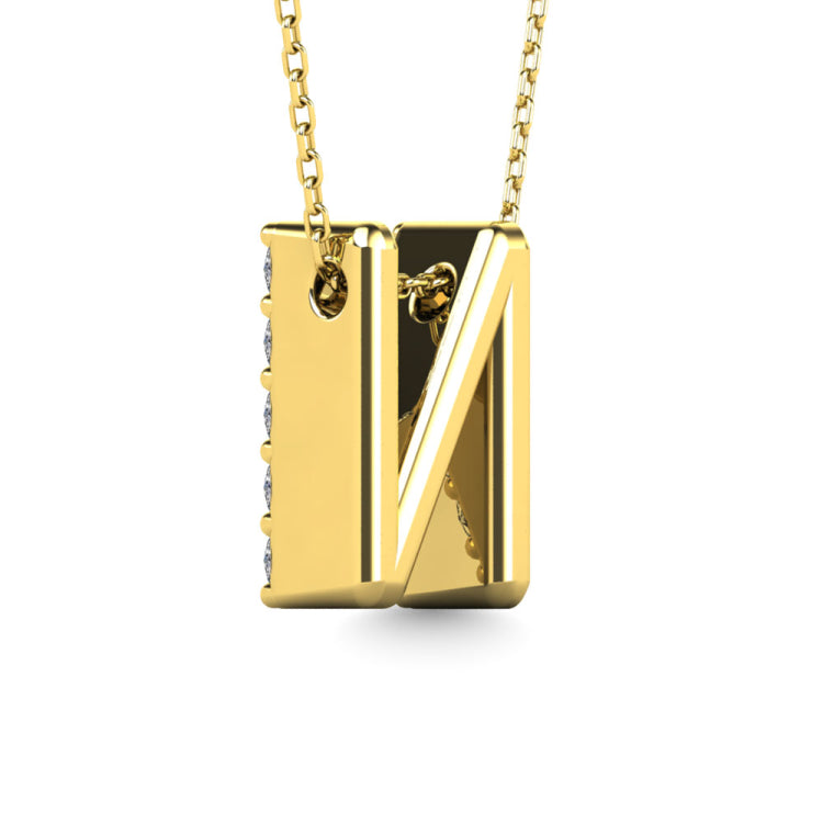 Diamond 1/6 Ct.Tw. Letter N Pendant in 14K Yellow Gold&quot;&quot;