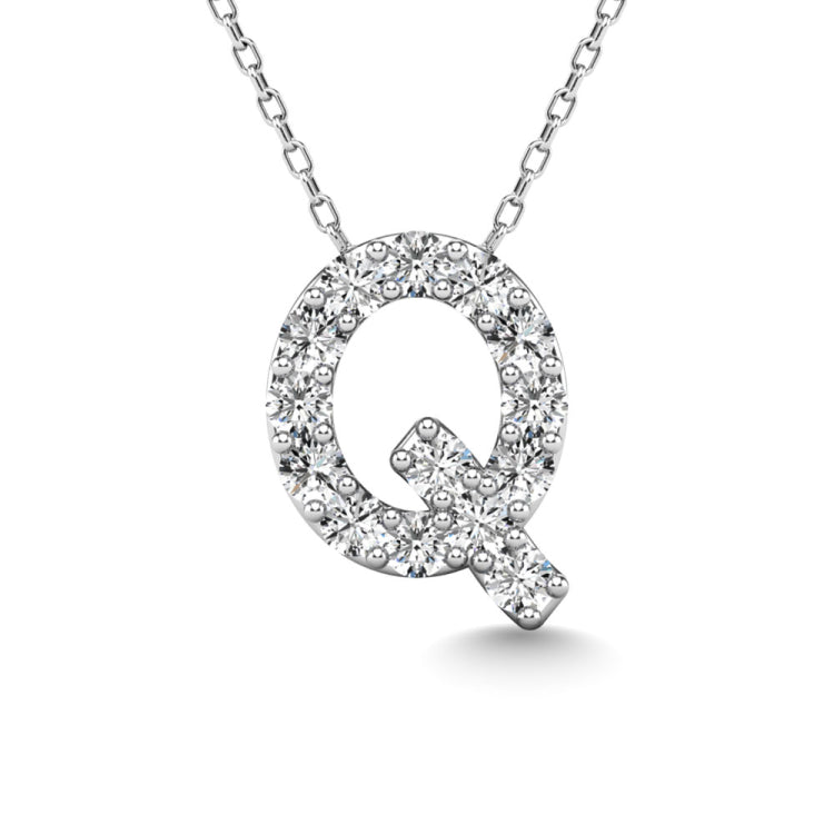 Diamond 1/6 Ct.Tw. Letter Q Pendant in 14K White Gold&quot;&quot;