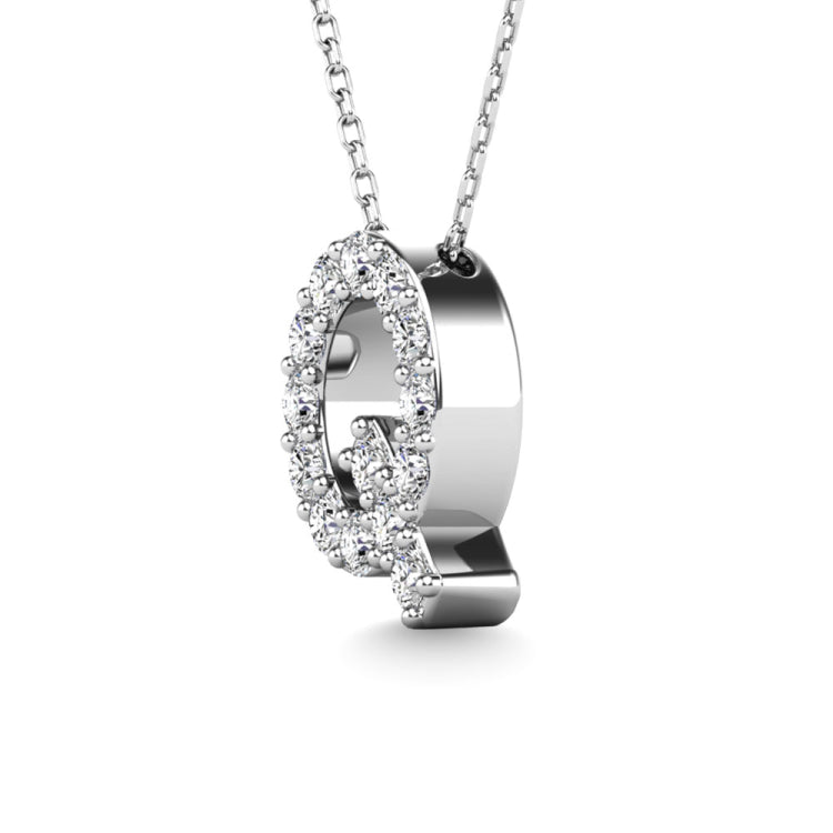Diamond 1/6 Ct.Tw. Letter Q Pendant in 14K White Gold&quot;&quot;