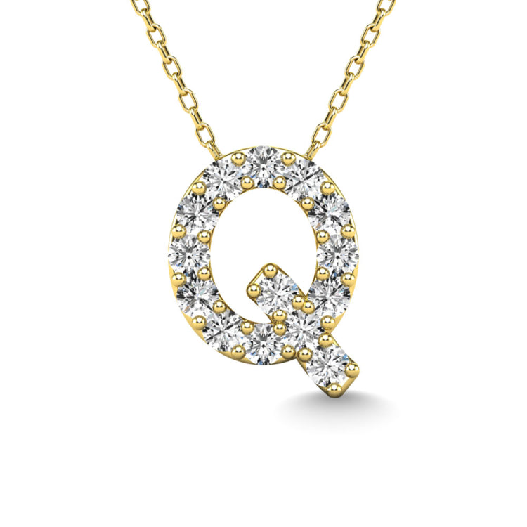 Diamond 1/6 Ct.Tw. Letter Q Pendant in 14K Yellow Gold&quot;&quot;