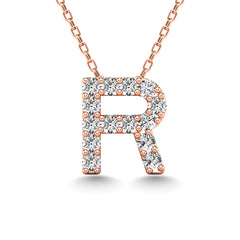Diamond 1/8 Ct.Tw. Letter R Pendant in 14K Rose Gold&quot;&quot;